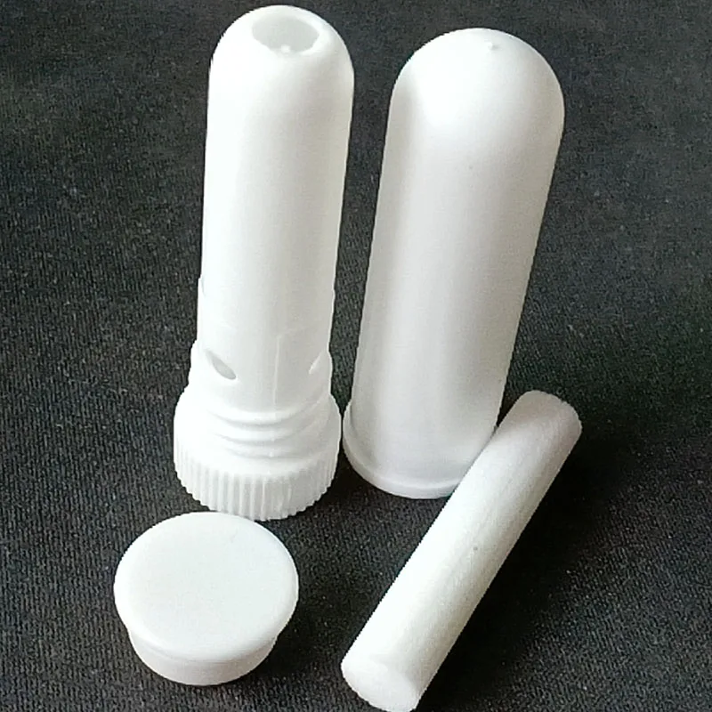 50Pcs/set Empty White Plastic Blank Nasal Aromatherapy Inhalers Tubes Sticks With Wicks For Essential Oil Nose Nasal Container