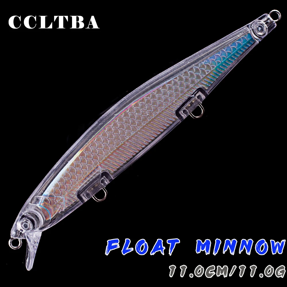 CCLTBA 10pcs/lot 11cm 11g Blank Jerkbait Bass Lures Transparent Body Inside Foiled Unpainted  Shallow Minnow Baits for DIY