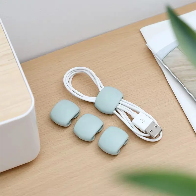 Silicone USB Cable Organizer avvolgicavo Desktop Tidy Management Clips portacavi per Mouse cuffie Wire Organizer