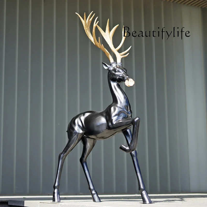 Abstract large fiberglass sculpture hotel clubhouse sika deer sales department interior modern decoration ornament