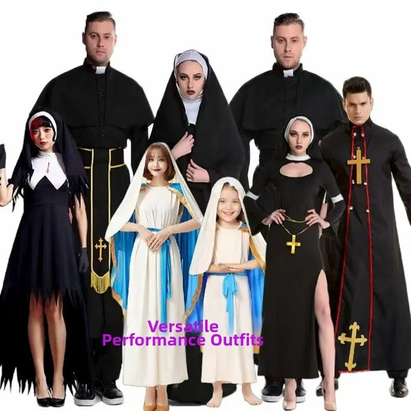 

Halloween Couple's Nun And Priest Costume Saint Mary's Dress Traditional Chinese Stage Costume Women's Fashion Trend 2012 Summer