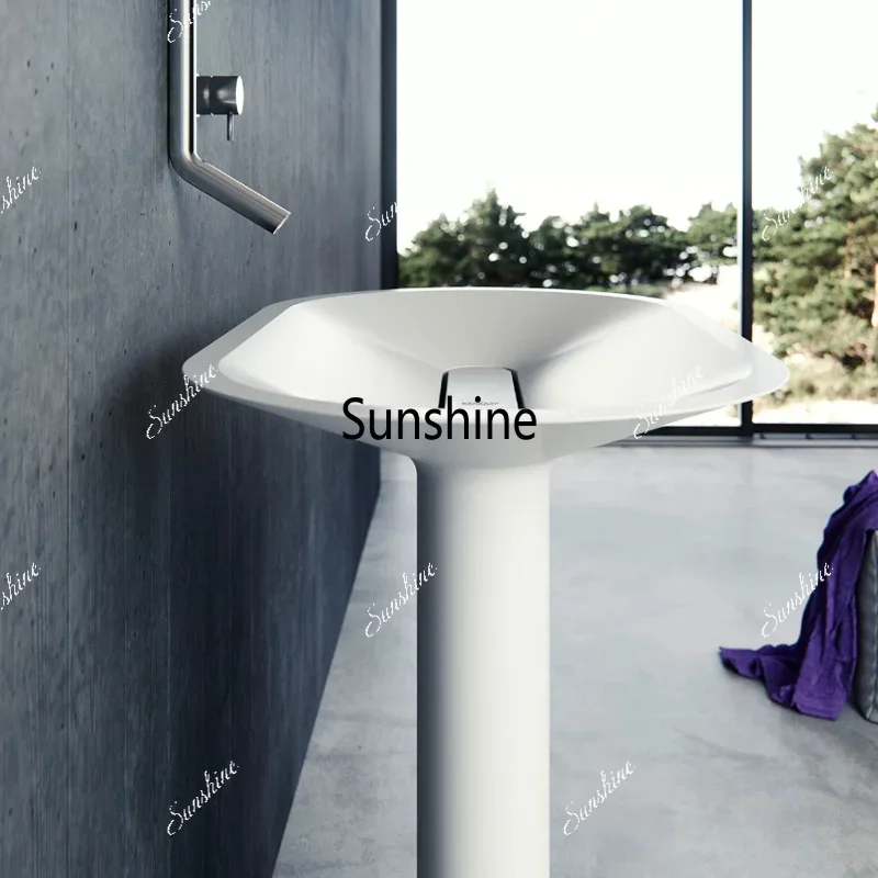 The integrated integrated column and seamless washbasin stand combine with a simple and modern upper and lower combinationY