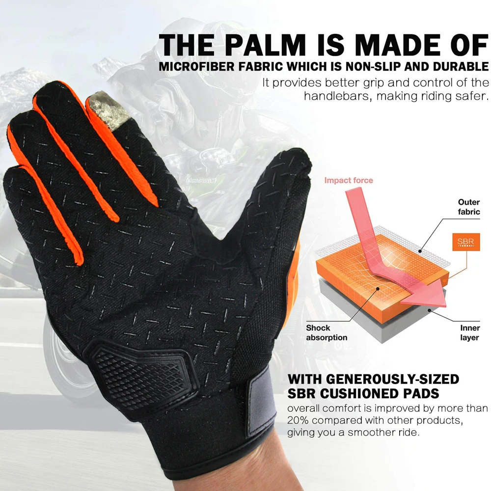 Summer Breathable Full Finger Motorcycle Gloves Non-slip Wear-resistant Motocross Racing Gloves Touch Screen Moto Biker Gloves