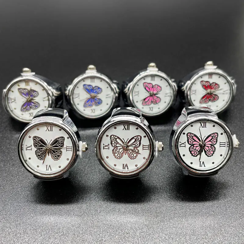 Hot male and female couples simple atmosphere all-match quartz ring watch butterfly Roman numerals surface