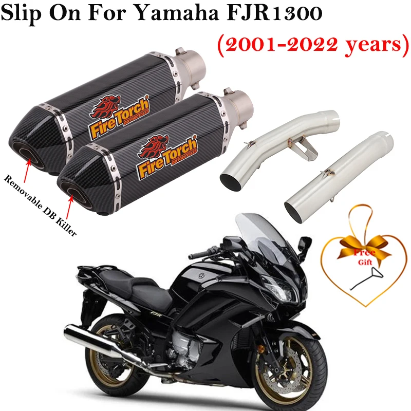 

Slip On For Yamaha FJR 1300 FJR1300 2001 - 2022 Motorcycle Exhaust Escape Systems Muffler With Double Middle Link Pipe DB Killer