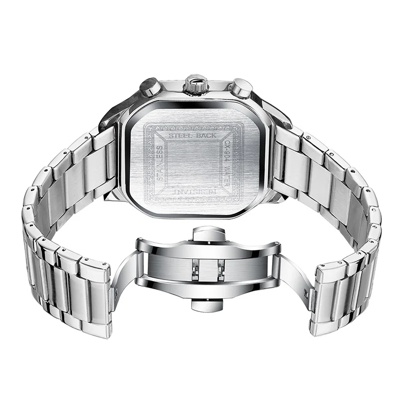 CHENXI High Quality Luminous Timing Function Watches For Man Silver Case Stainless Steel Strap Quartz Wristwatches Clock Gifts