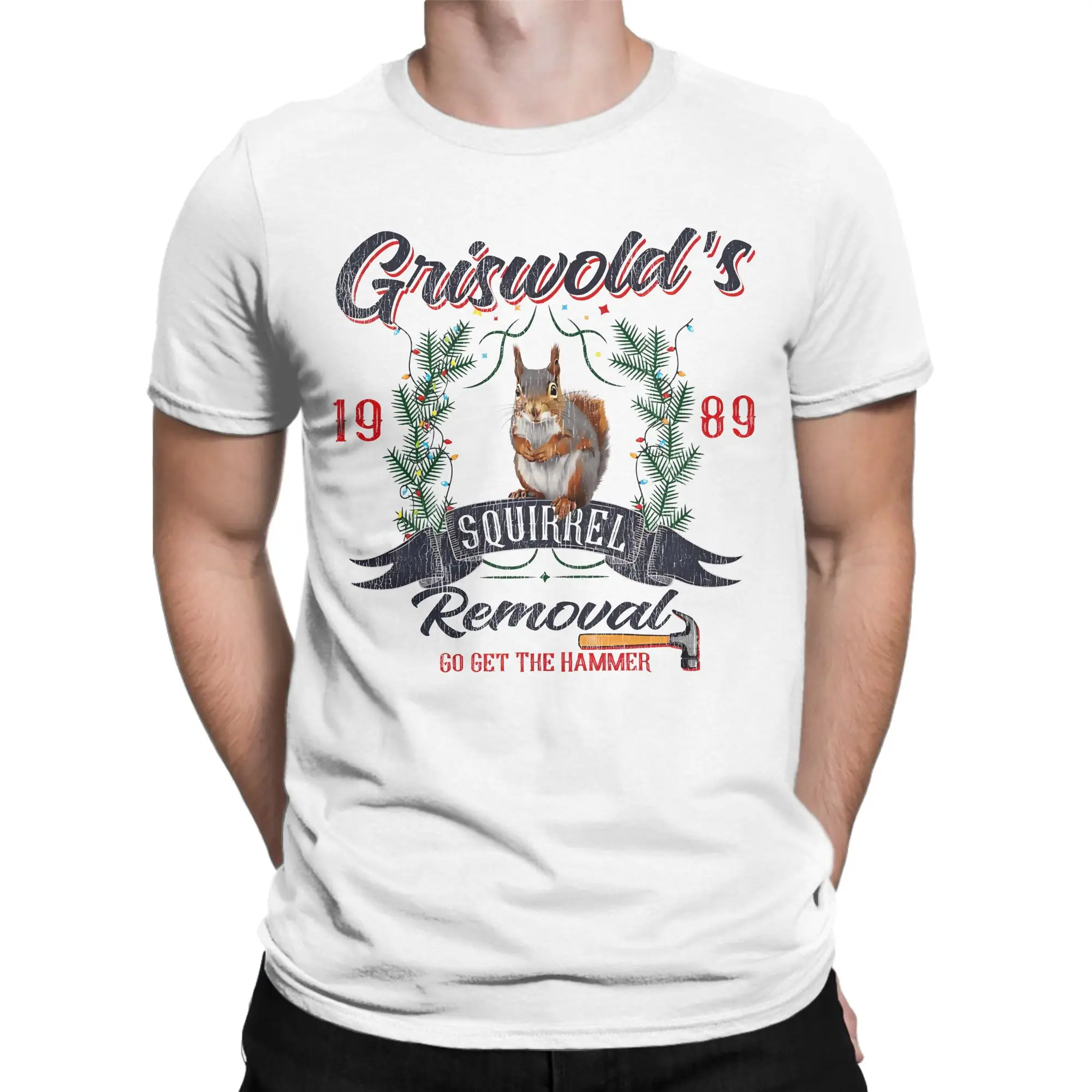 Griswold Squirrel Removal  Pure Cotton T Shirt For Men Beach Clark Griswold Merry Christmas Y2K Basic T Shirts Tees Big Size Top