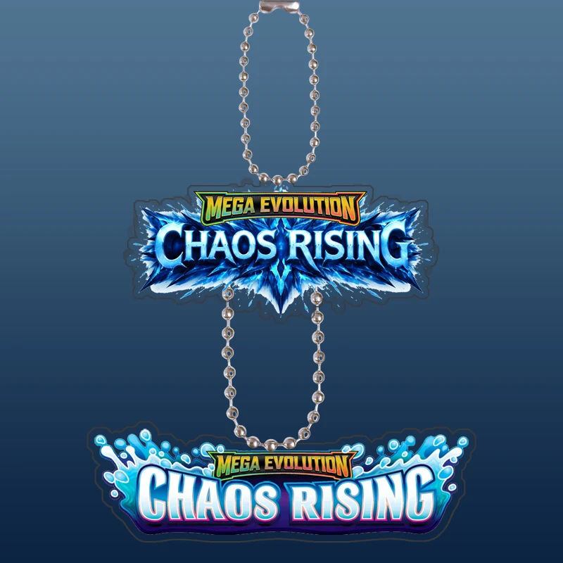 

English Version Logo Pendant Acrylic Keychain for Ptcg Monster Mega Evolutions Chaos Rising Logo Game Collection Card Keyring