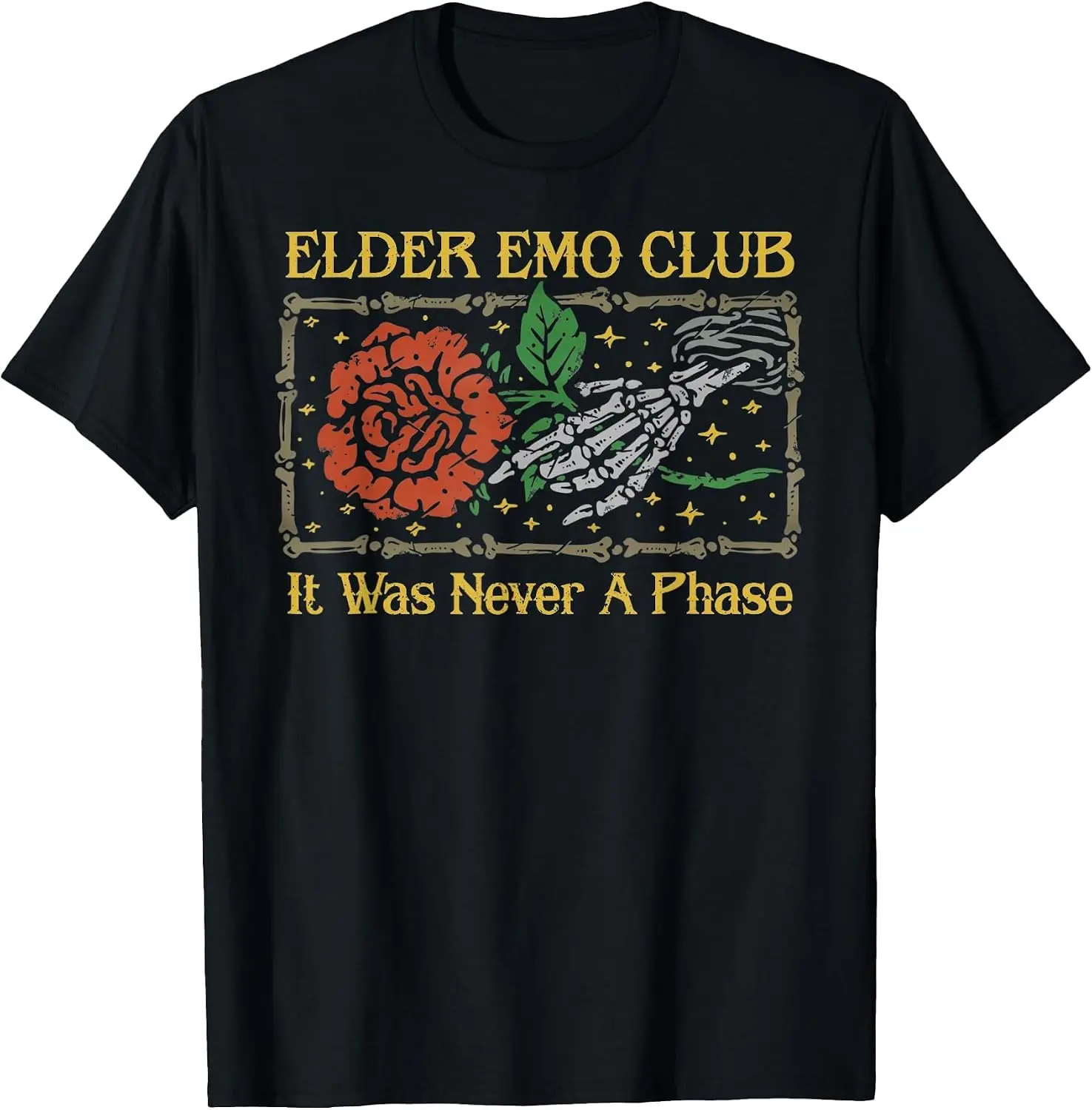 Elder Emo Club It Was Never A Phase T-Shirt Casual, Breathable, Quick-Dry Pure Cotton Short-Sleeve Shirt