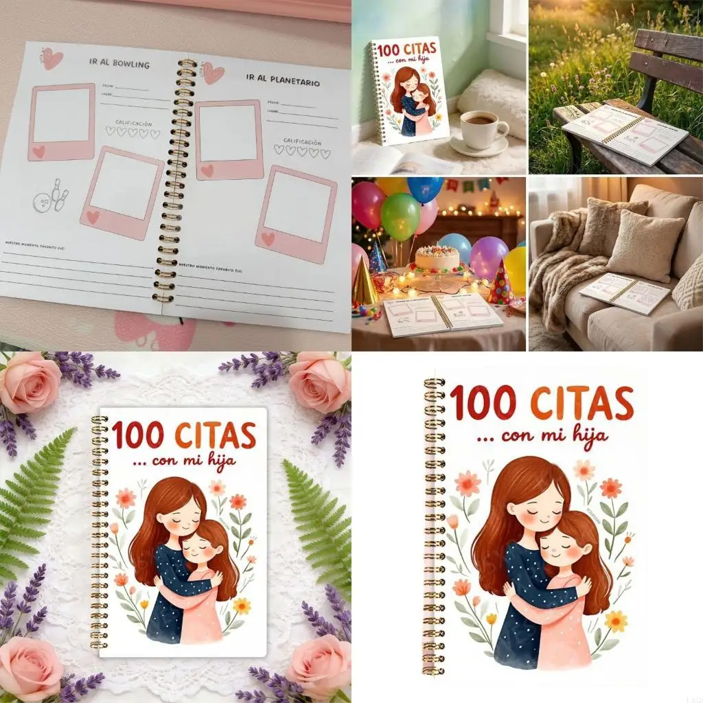 F42D Spanish Mother Daughter Adventure Notebook Twin Coil Binding Memory Writing Journal With Built in 100 Date Activity