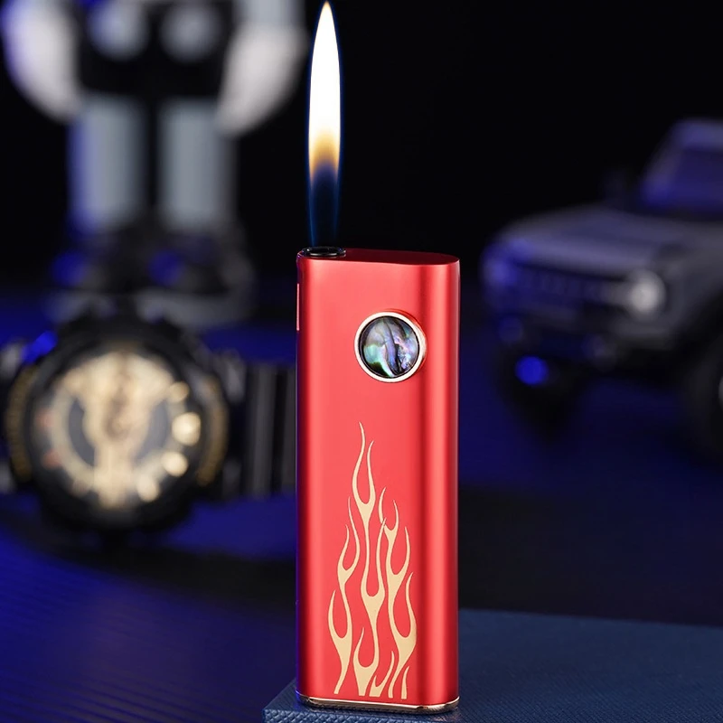 Chao Brand Cat\'s Eye Open Flame Inflatable Lighter Aluminum Shell Compact Silent Battery Ignition Cigarette Lighter