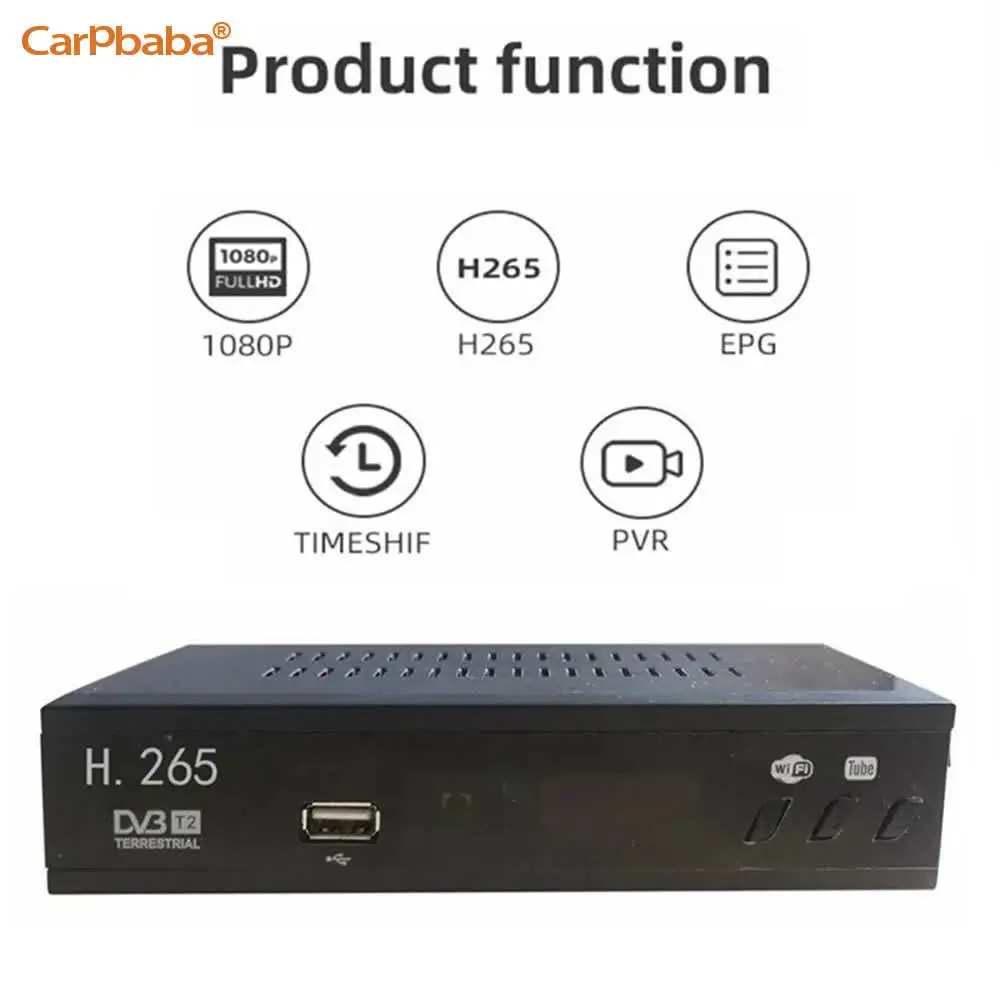 Carpbaba DVB T2 HEVC 265 Digital TV Tuner DVB-T2 H.265 1080P HD Decoder USB Terrestrial TV Receiver EPG Set Top Box%2CEU Plug