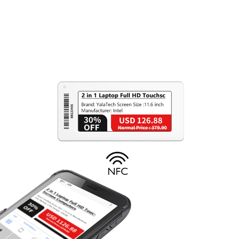 2.9 inch NFC digital label with e-ink display NFC electronic shelf label for small businesses