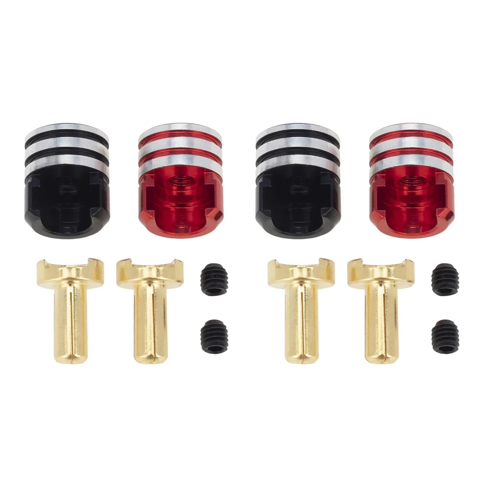 4Pc/Set Aluminum Alloy Brass Battery Heatsink Bullet Plugs & Grips Set Modified Parts For 1/10 Off-Road Truck RC Car Accessories