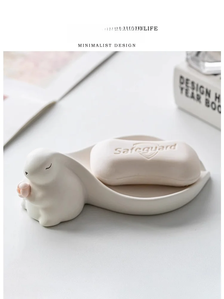 

Tlife Soap Di Batoom Decorative Item Draining Soap Plate Large Ear Storage No Water Accumulation Cute Rabbit Design
