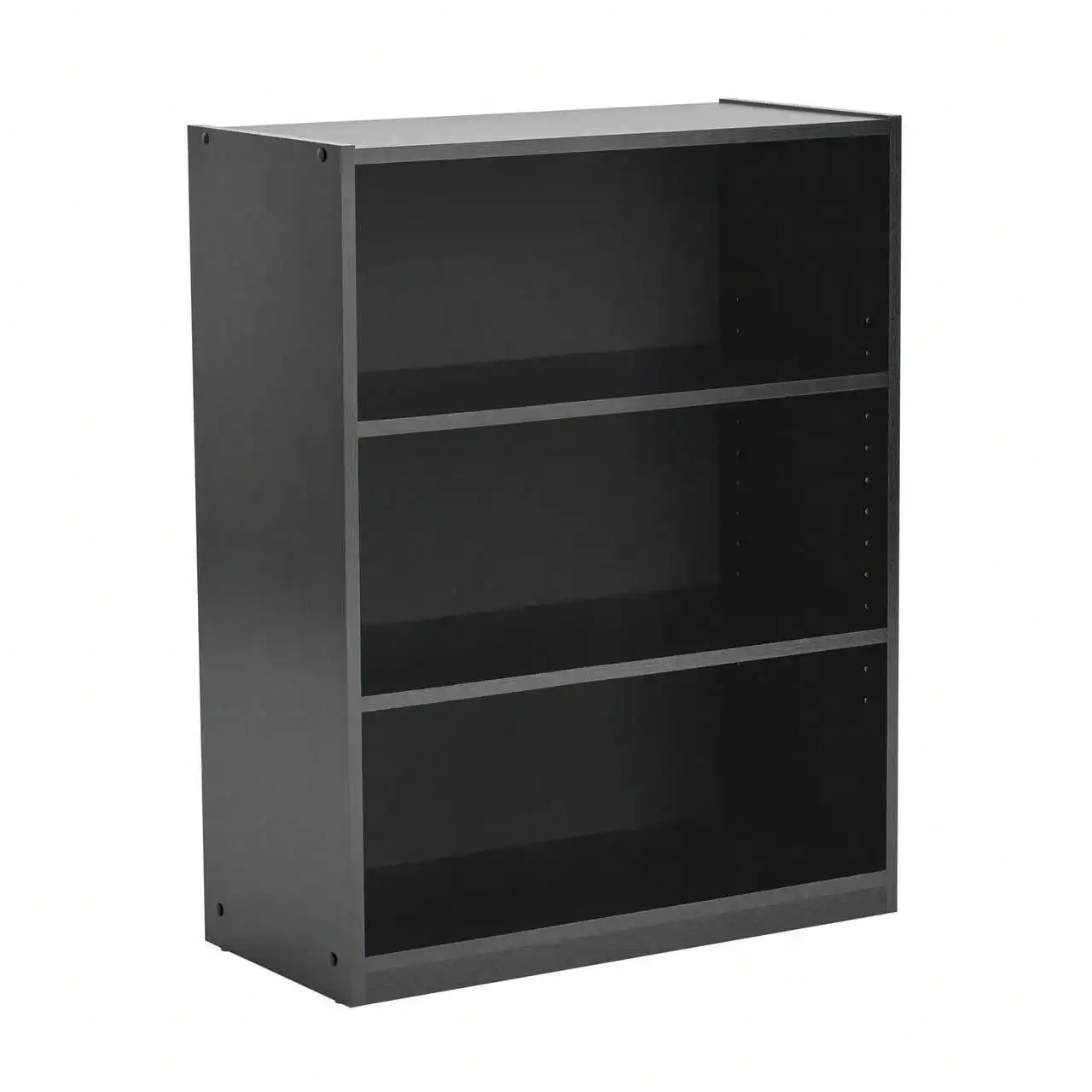 

3-tier bookshelf with adjustable shelves, solid black oak, suitable for bedroom, study, living room