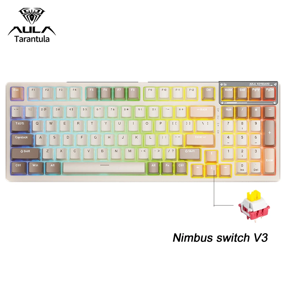 AULA F98 Gaming Mechanical Keyboard Full-size Three-mode Bluetooth/2.4G/USB-C Backlight 99 Keys Customized keyboard for PC MAC