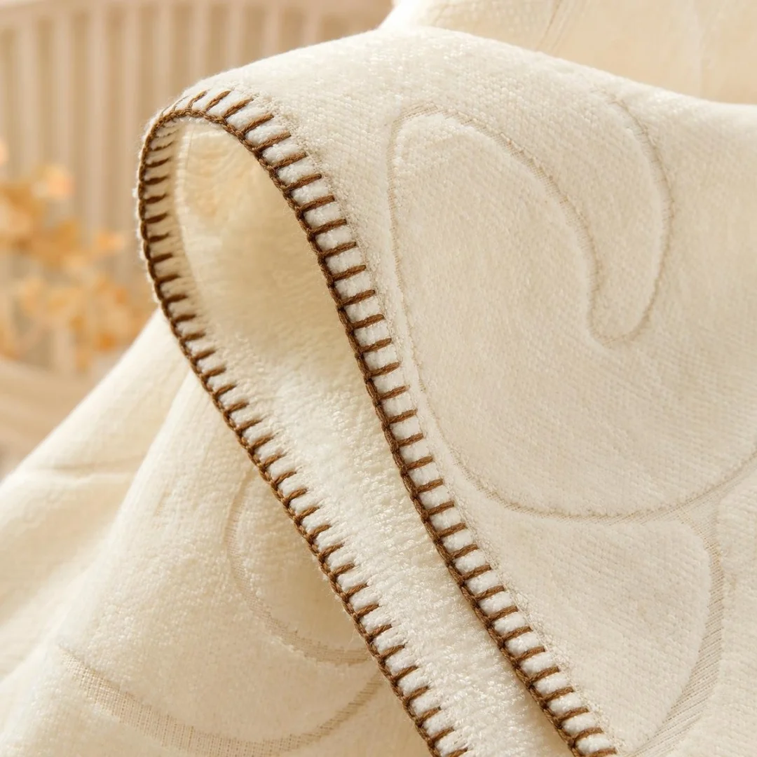 New high-grade minimalist wind curtains bedroom living room cream wind chenille solid color brown sewing curtains