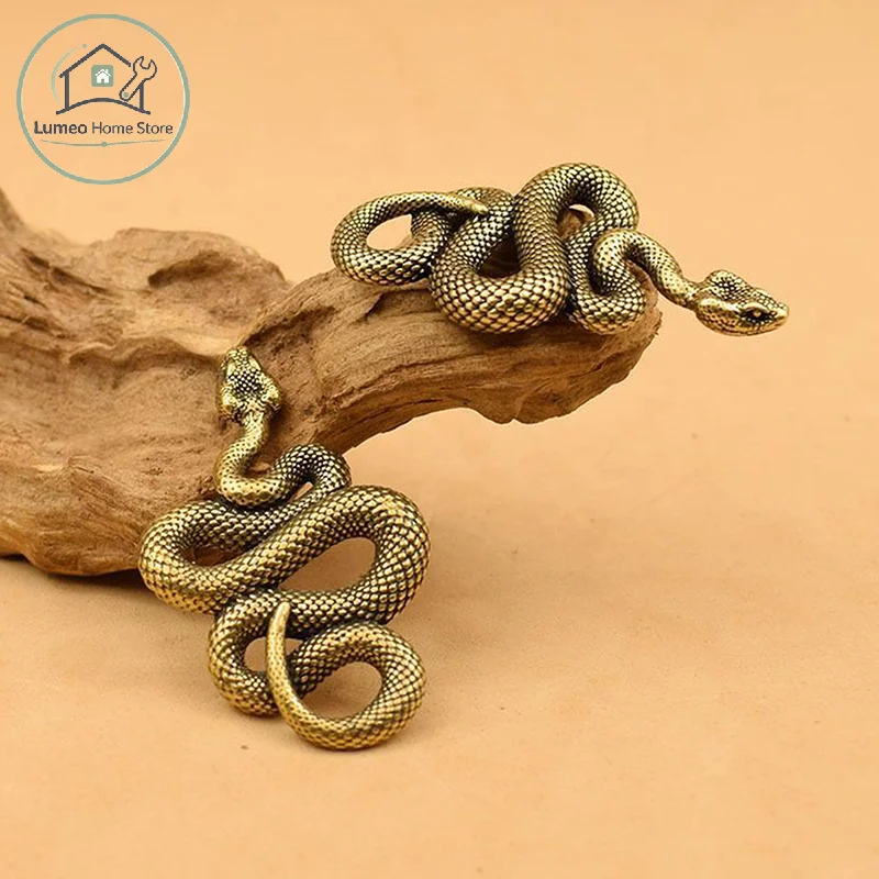 Copper Brass Mini Snake Antique Bronze Decor Figurines For Interior Decoration Desktop Ornament Pure Copper Miniatures Statue