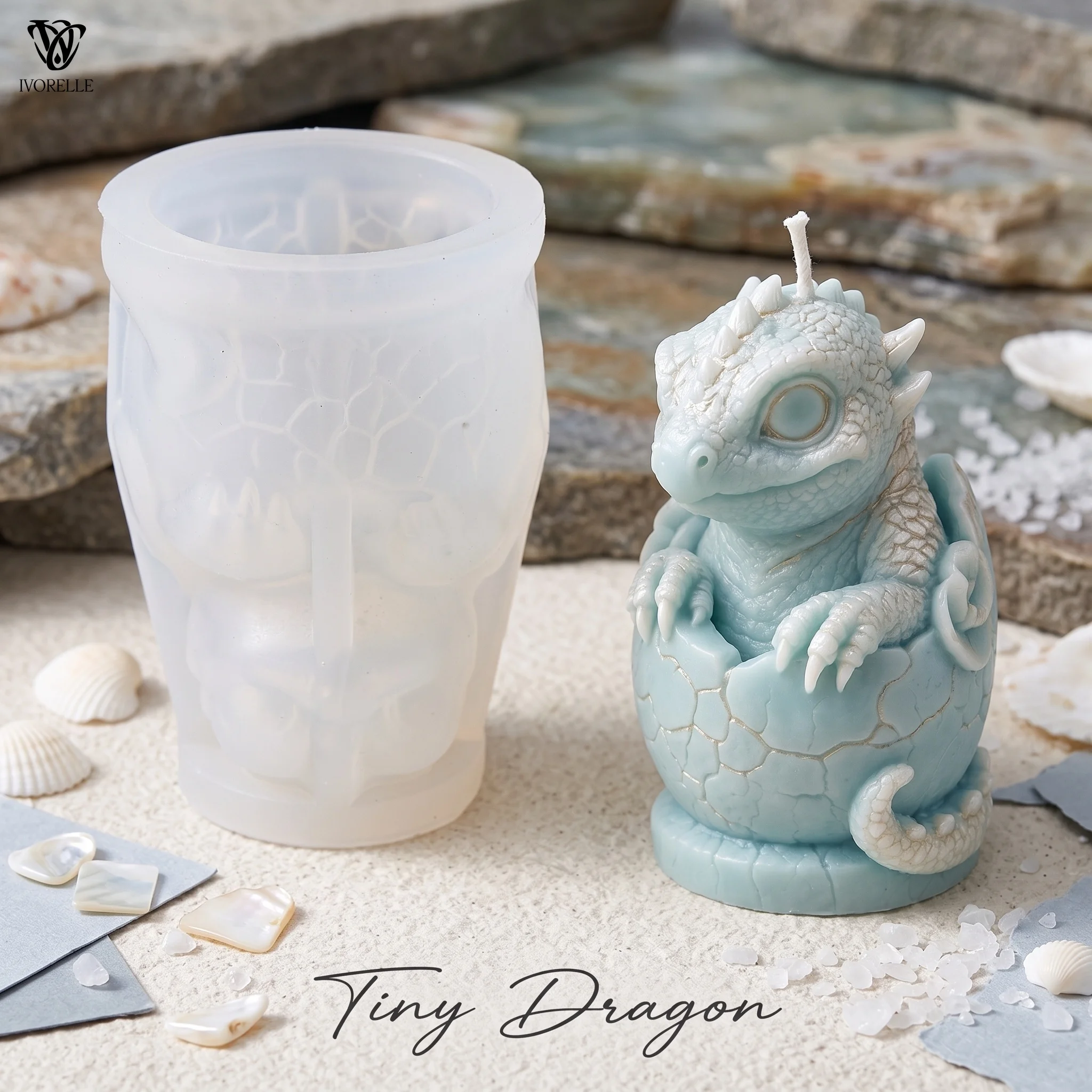 IVORELLE Hatching Baby Dragon Silicone Candle Mold Raised Spines For Wax Resin Plaster Soap DIY Home Decor Craft view 2