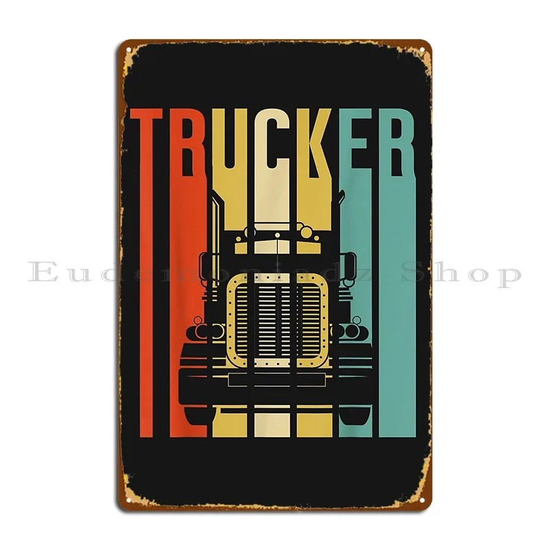 Vintage Silhouette Trucker Metal Plaque Poster Mural Cinema Personalized Create Pub Mural Tin Sign Poster