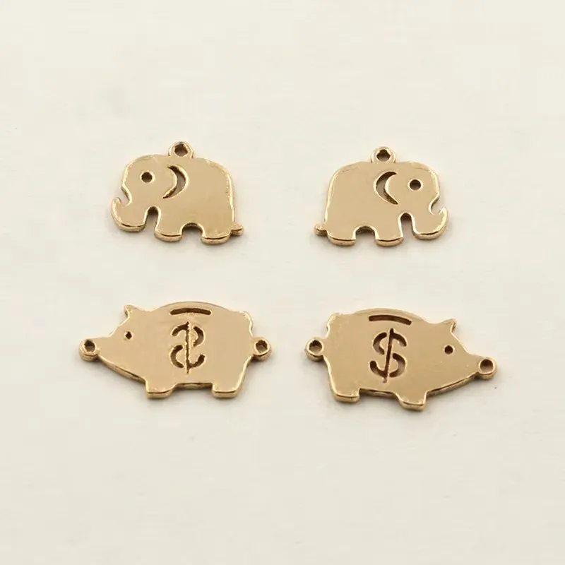 14K Gold Filled Piggy Double Hole Connecting Charm For Bracelet Necklace Earring DIY Jewelry Findings Jewelry Accessories