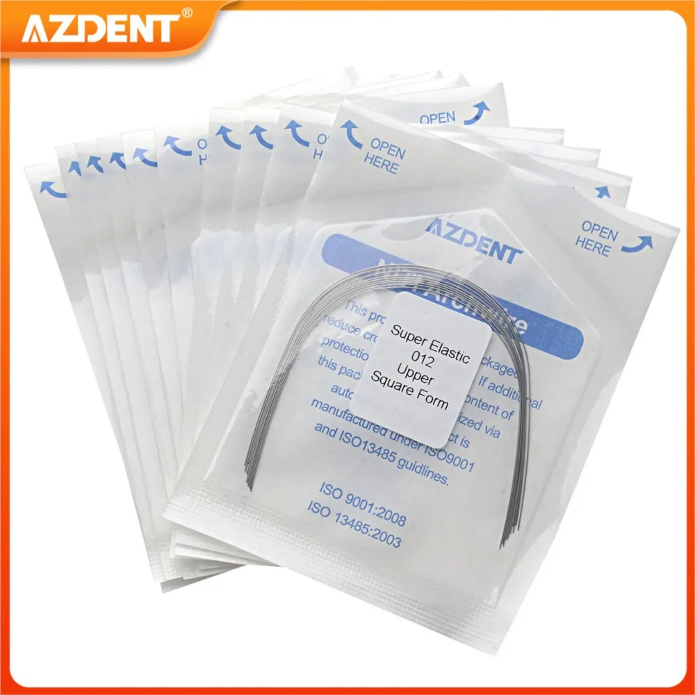 

10 Packs AZDENT Dental Orthodontic Super Elastic Niti Round Arch Wires Square Form Archwire Upper Lower 10PCS/Pack