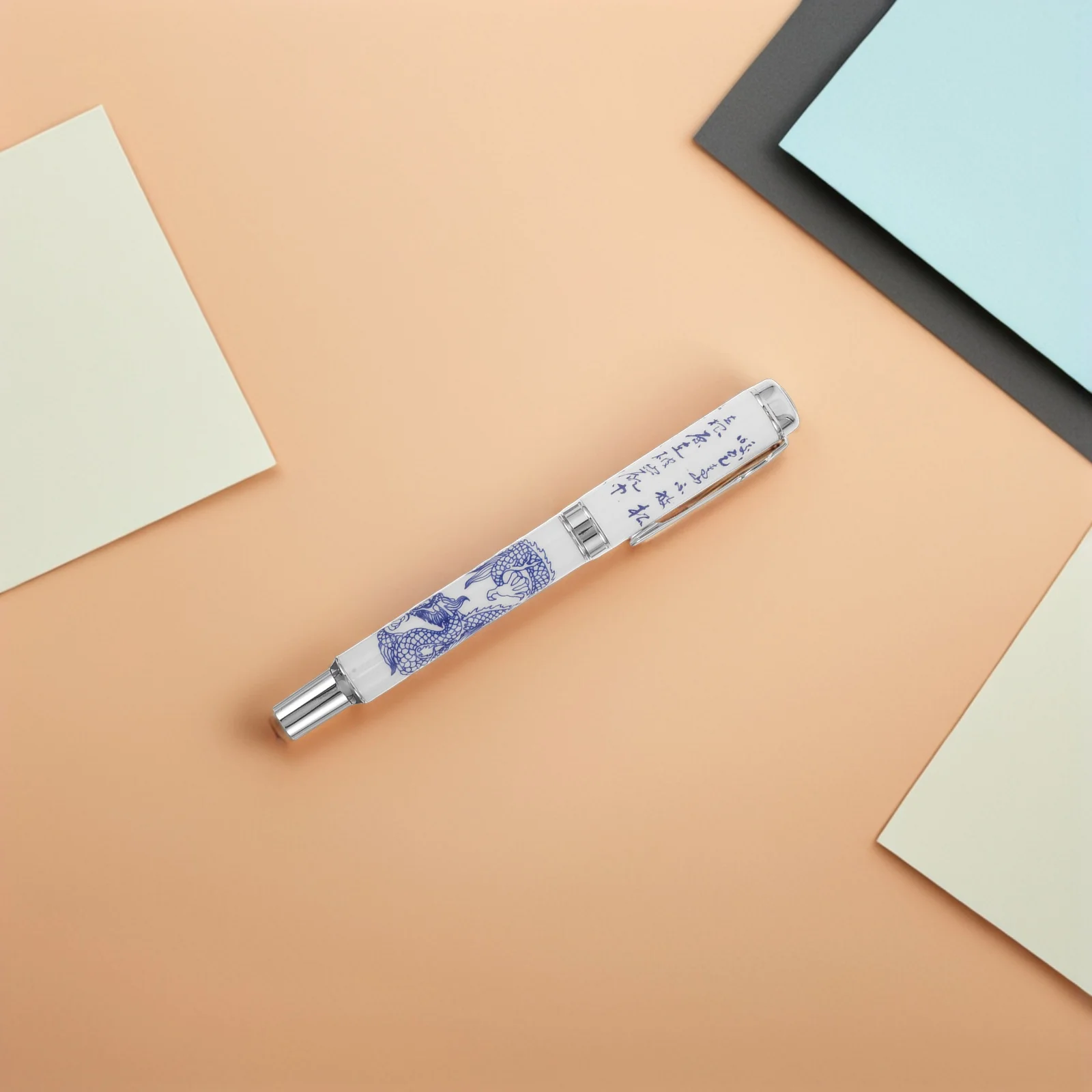 

Blue White Porcelain Fountain Luxury Metal Ink Pen Smooth Writing Office Pen Refillable Stylish Durable Ergonomic