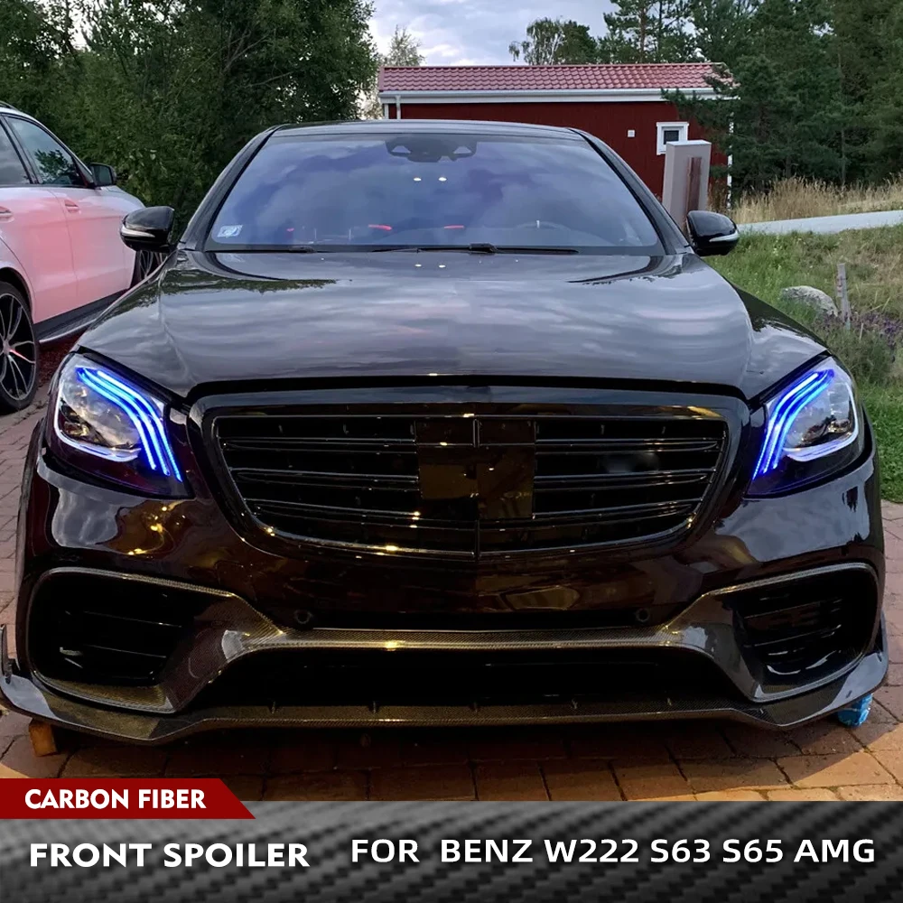 In fibra di carbonio auto anteriore mento Spoiler Lip Guard anteriore Vent decorazione per Mercedes Benz classe S W222 S63 S65 AMG berlina 2018 2019