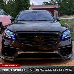 In fibra di carbonio auto anteriore mento Spoiler Lip Guard anteriore Vent decorazione per Mercedes Benz classe S W222 S63 S65 AMG berlina 2018 2019