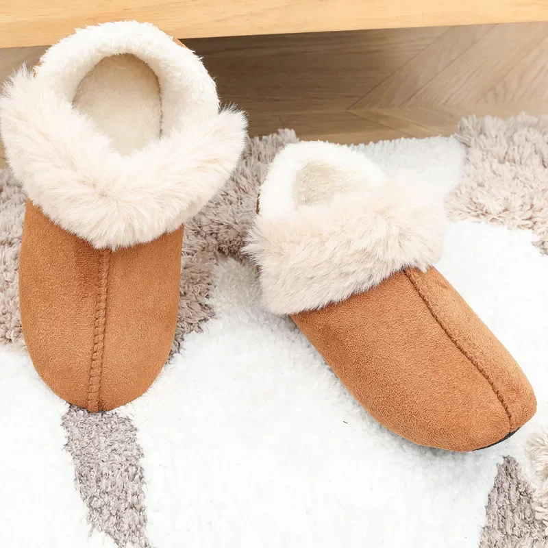 Women Winter Boots Plush Warm Fluffy Slippers Indoor Floor Shoes Soft Sole Short Boots Woman Home Cotton Shoes Zapatos De Mujer