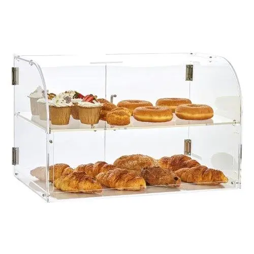 2-Tier Acrylic Bakery Display Case with Rear Door, Removable Shelves - Perfect for Donuts, Bagels, Cakes & Cookies, 22x14x14