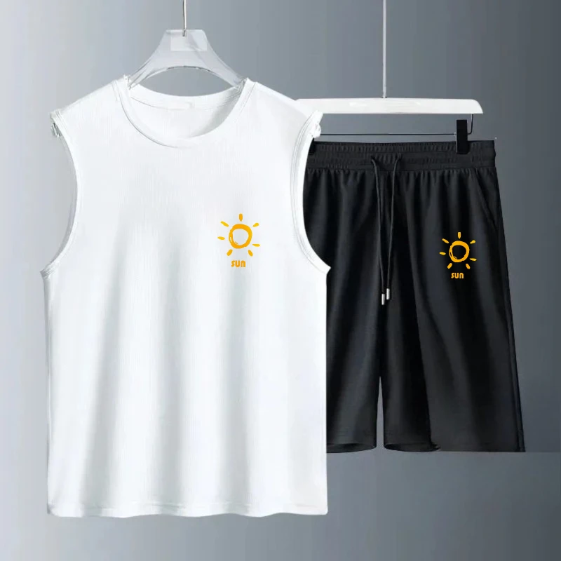 

Men's Tank Top Sets 2026 Summer Quick drying jogging set running beach sports seaside oversize Breathable clothing set