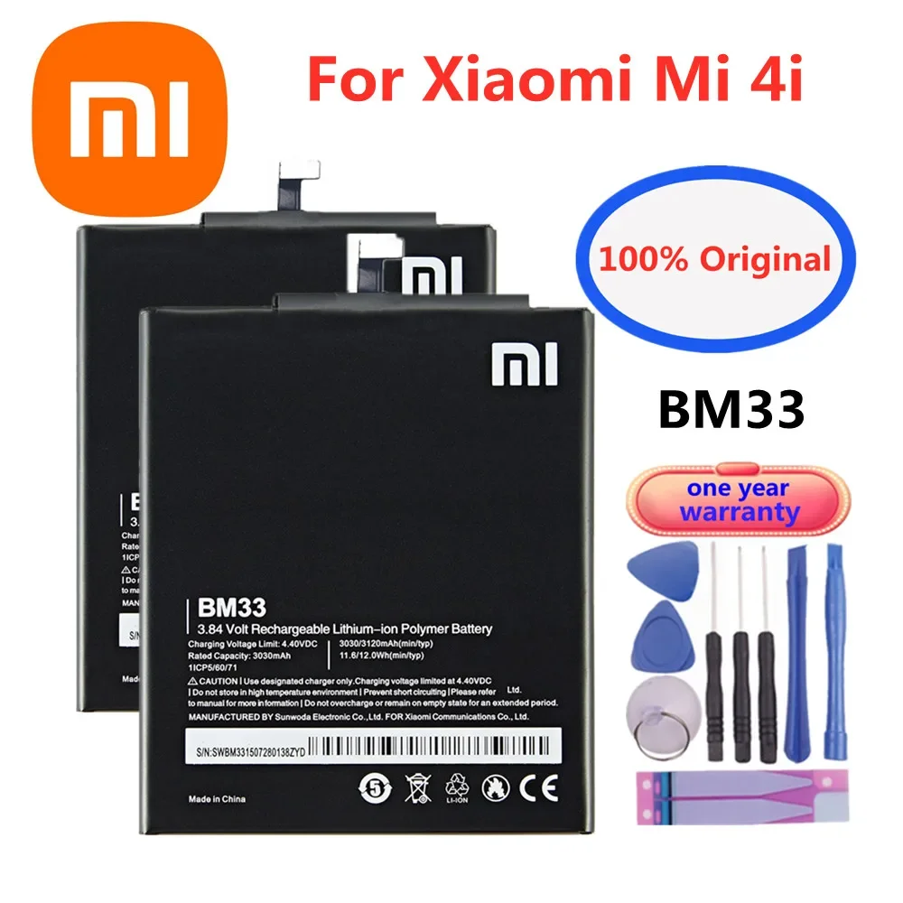 

Xiao Mi 100% Original Battery BM33 For Xiaomi Mi 4i Mi4i M4i 3120mAh Mobile Phone Battery Bateria Fast Shipping