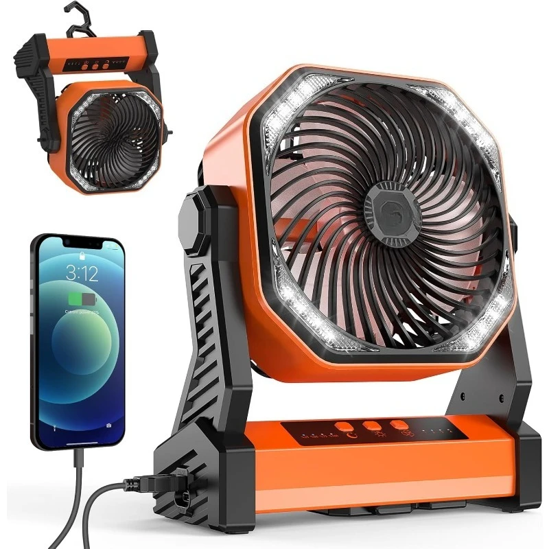 

20000mAh Battery Powered Camping Fan - 58H Max Cooling, Rechargeable Battery Operated Desk Fan with 4 Speeds
