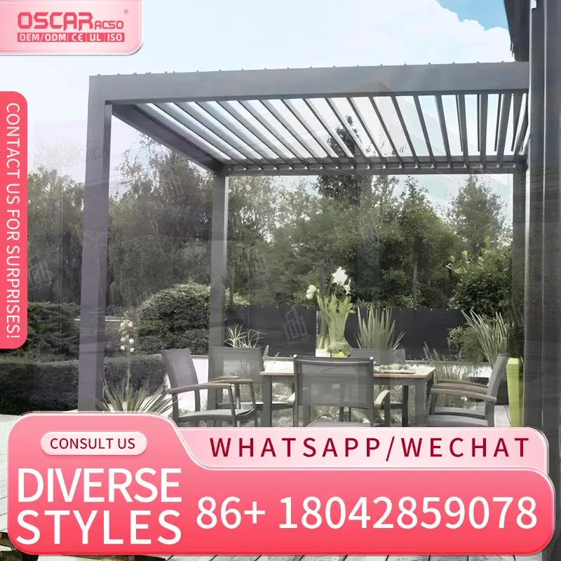 High Quality Aluminium Pergola with Rain Wind Sensor for Outdoor Kitchen Garden Patio Yard pergola