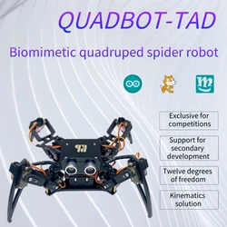 TAD Biominetic Quadruped Spider Robot for Arduino, 12-DOF Graphical Programmable Robots Coding Toys, DIY Assembly Block Kits