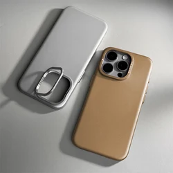 Luxury Ultra Thin Alloy Lens Holder Magnetic PC Hard Case For iPhone 17 16 Pro Max 15 14 Plus 13 Magsafe Wireless Charging Cover