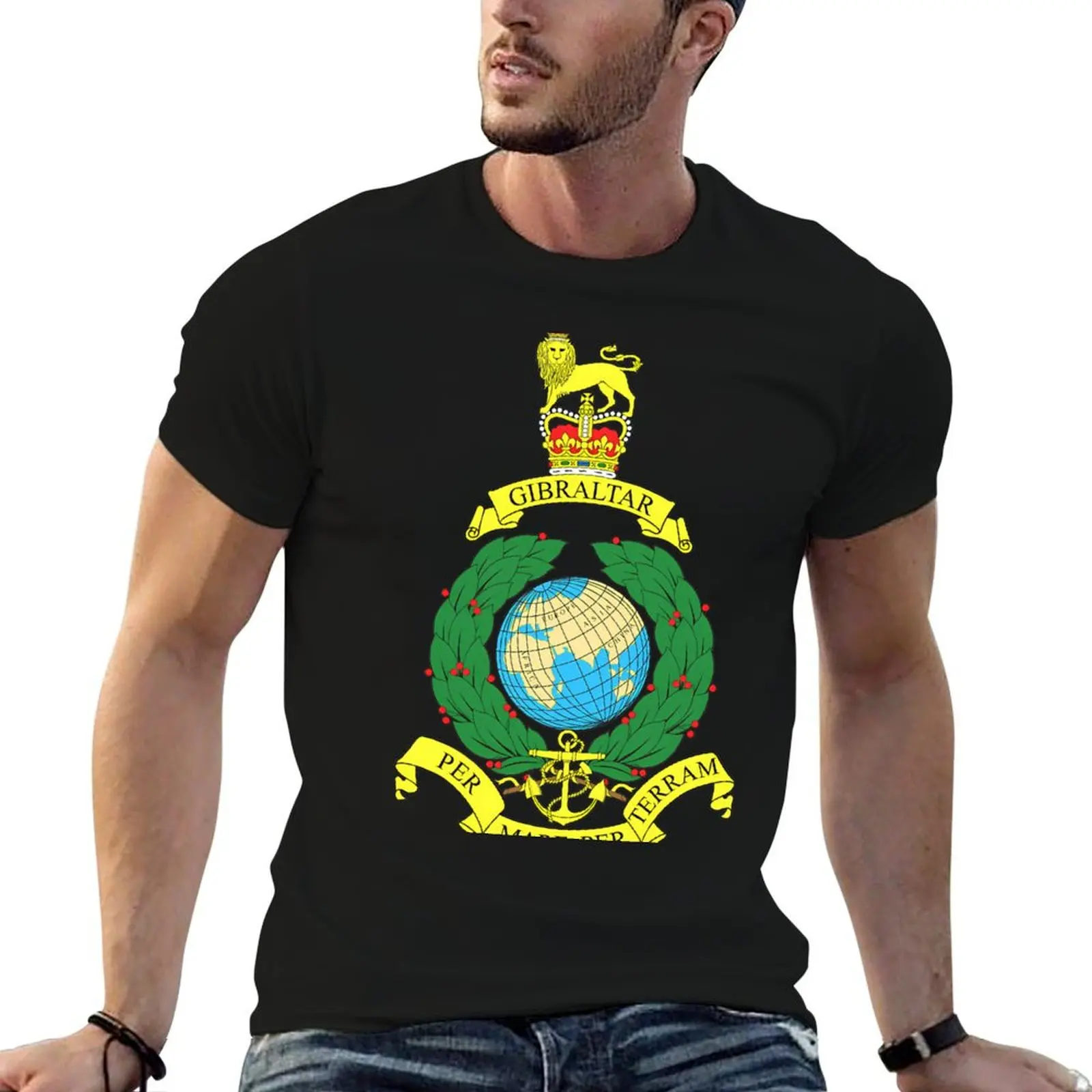 Camiseta con insignia Royal Marines Per Mare Per Terram, camiseta para hombre, camisetas para hombre, camiseta de algodón