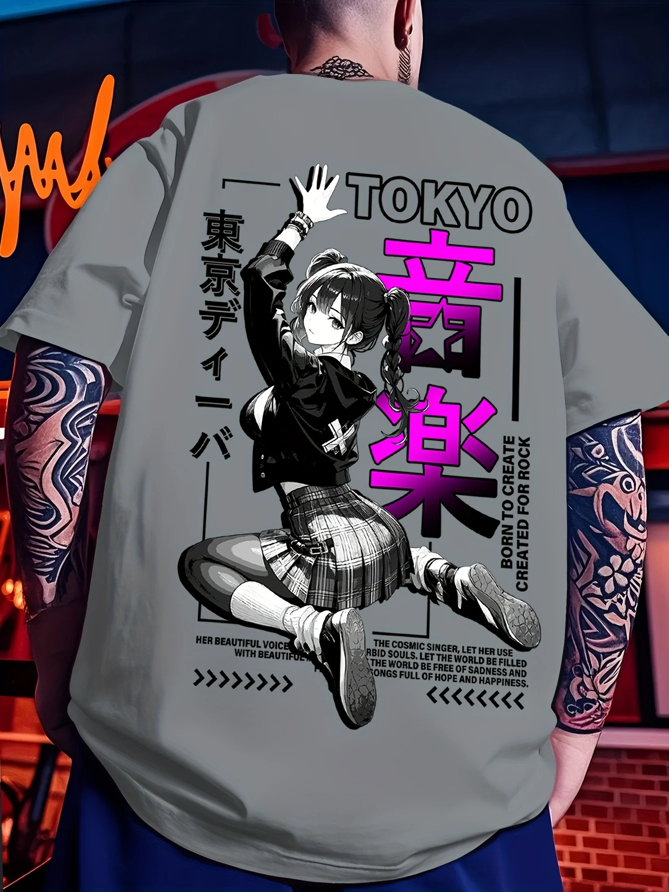Mens Summer Anime-style T-shirt Casual Short-sleeved Round-neck Summer Top Suitable for Anime Exhibitions and Casual Wear
