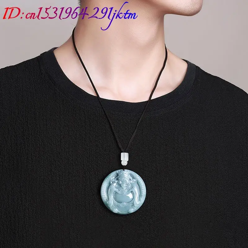 Burmese Jadeite God of Wealth Pendant Necklace Charm Vintage Designer Real Jewelry Burmese Jade Gifts for Women - view 4