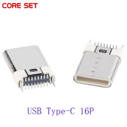5Pcs 16Pin USB Connector Type-C 180 Degree Vertical SMD Male interface Socket Connector 16P Micro Jack plug Charging Port