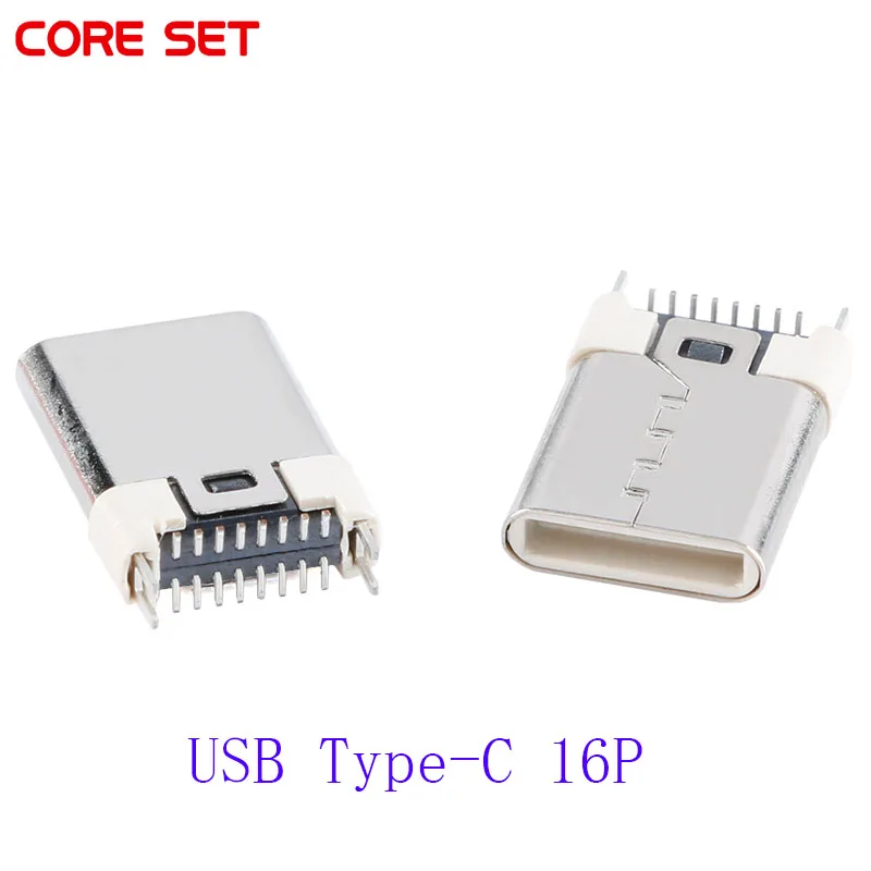 5 szt. 16-pinowe złącze USB typ-C 180 stopni pionowe złącze SMD męskie złącze wtykowe 16P Micro Jack gniazdo Port ładowania