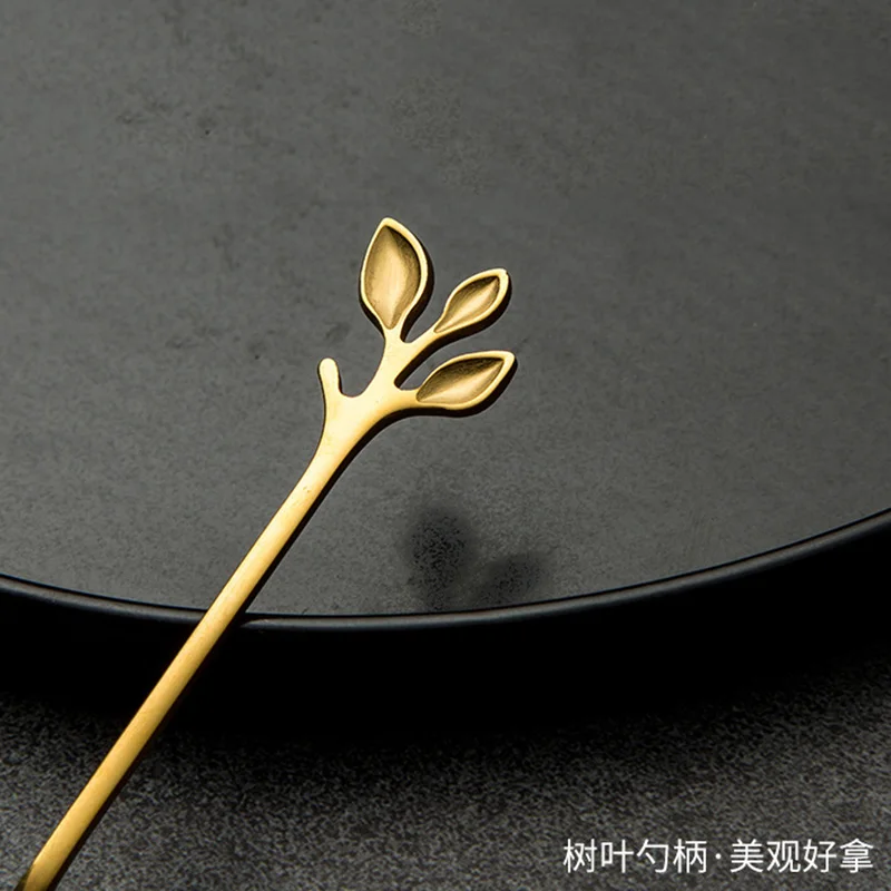 Creative Leaves Dessert Fork Stainless Steel Coffee Stirring Fork Shovel Spoon Dessert Coffee Teaspoon Kitchen Tools