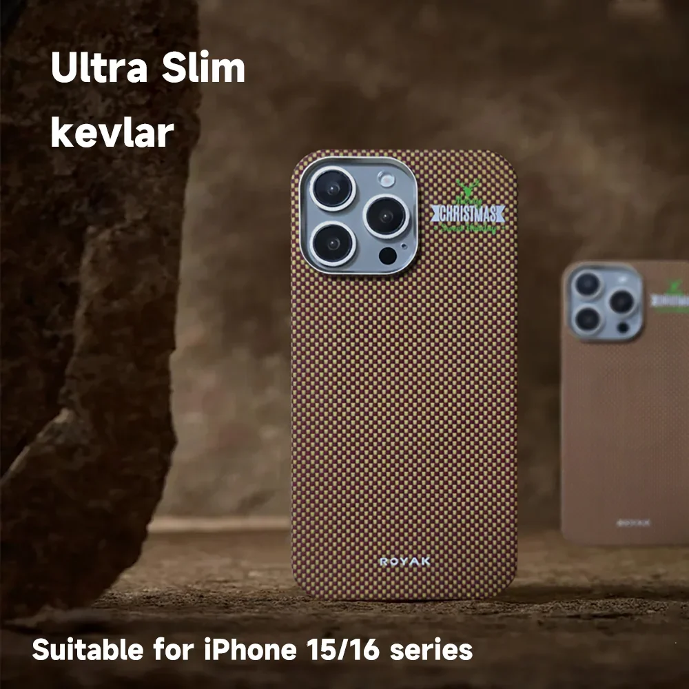 

100% Truly High-quality Christmas Kevlar Carbon Fiber Magnetic Phone Case Suitable for Apple 15 16promax New Edition