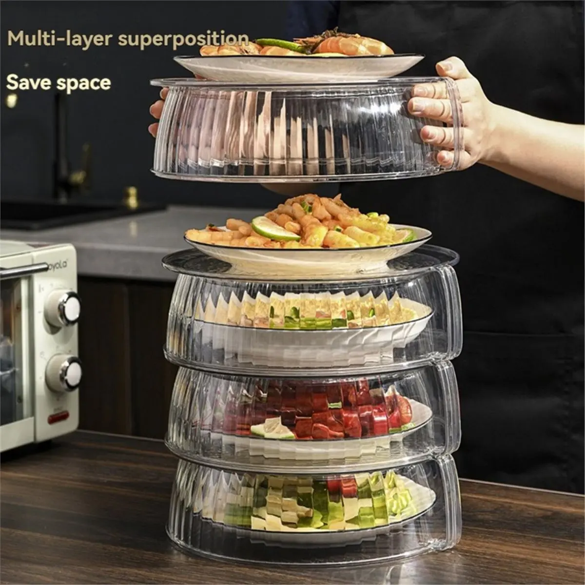 Microwave Oven Splash Guard Cover, 360° Splash Proof, Heat Resistants 200°C, Stackable for Cooking Heating