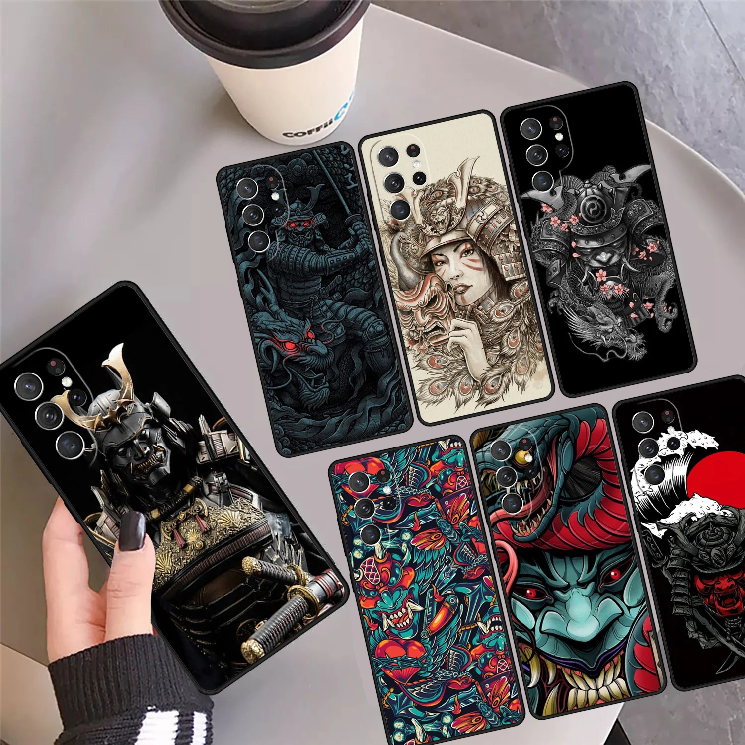 

Samurai Japanese Warrior Mask Helmet Phone Case Cover For Samsung S24 S25 Ultra S23 S22 Plus S21 FE S20 Note 10 20 Pro