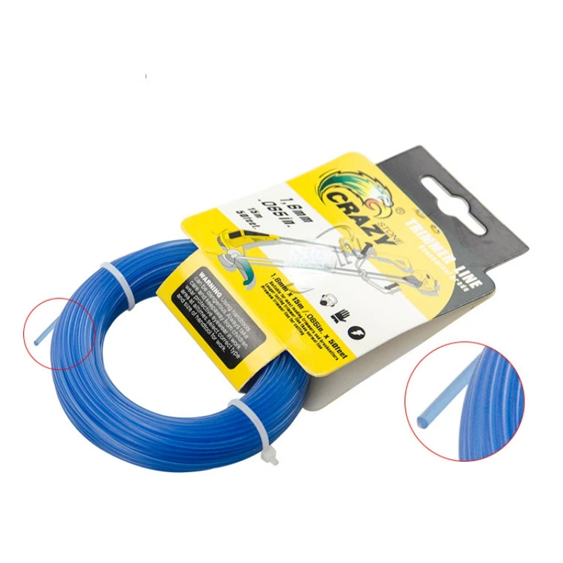 Línea de corte de hilo redondo de 15m de 1,3mm/1,6mm/2,0mm de diámetro, línea de césped de nailon que se adapta a la mayoría de los tipos de