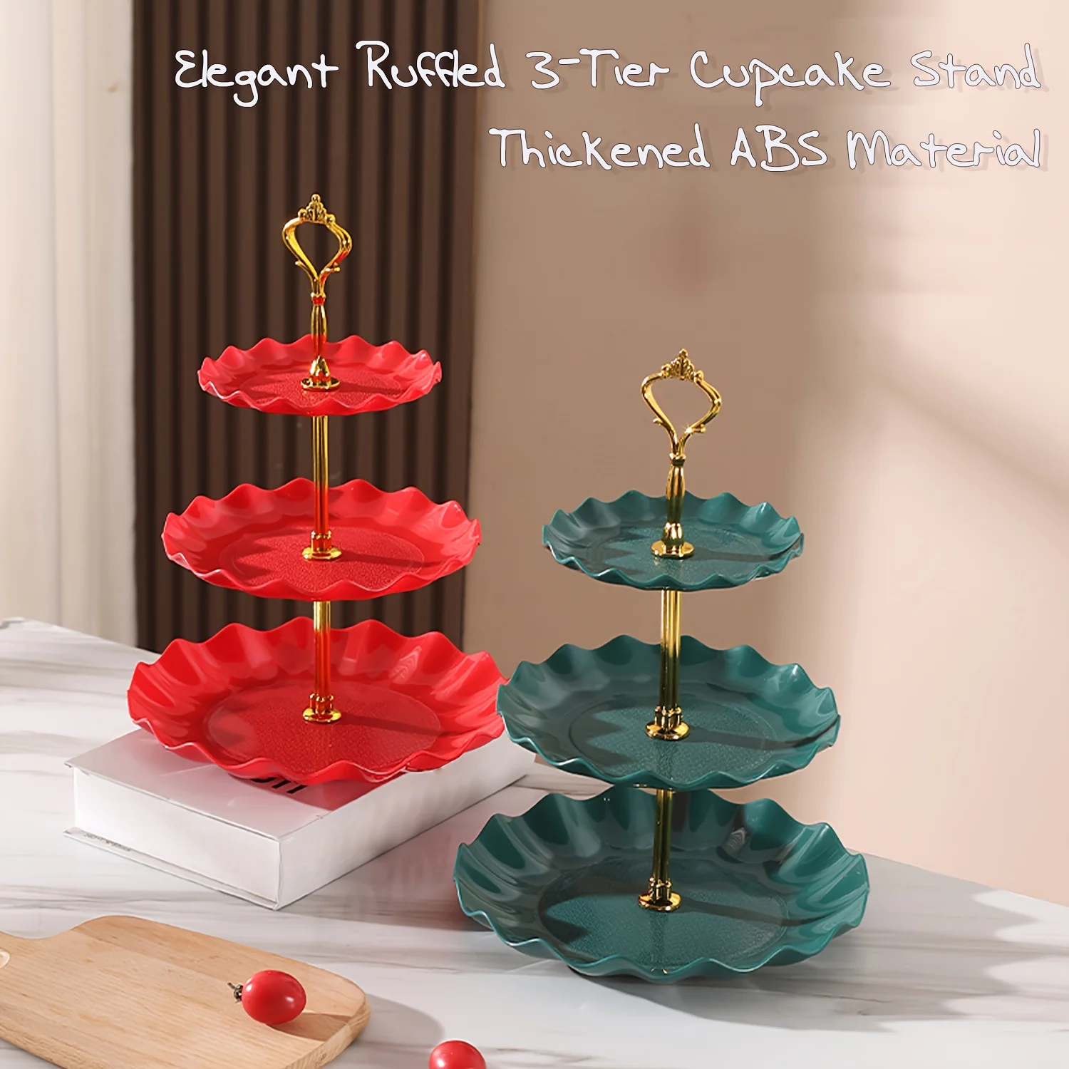 Elegant Ruffled Three-Tier Cake Stand – The Perfect Choice for Tea Parties, Wedding Sweet Treats, and Serving Delicacies