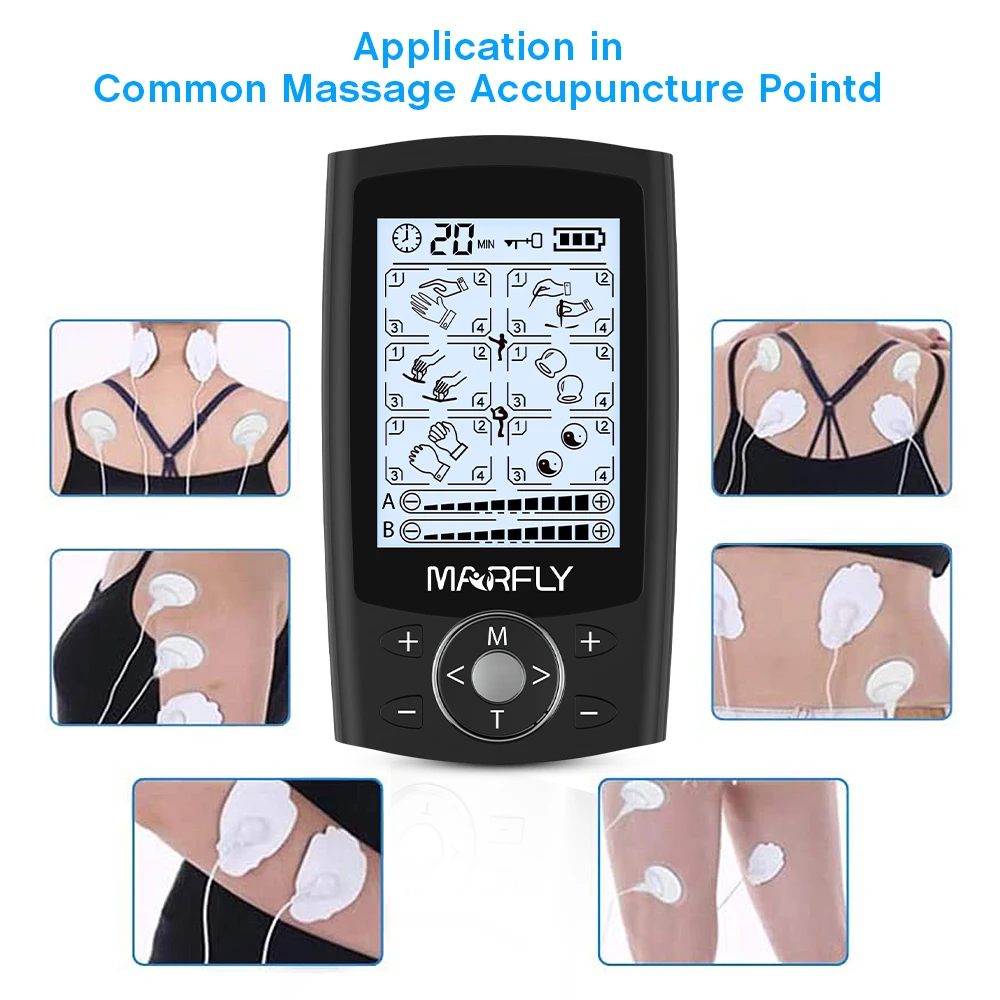 Electrical Muscle Stimulator 24 Modes Tens Machine Physiotherapy LCD Display EMS Myostimulator Body Massagers Pain Relief Relax